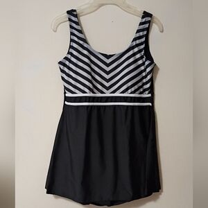 NEW Striped Black & White Swimdress Size 48
